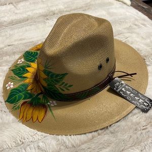 NWT Hand Painted Sunflower Hat
